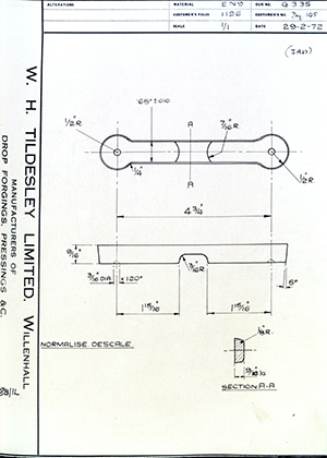 George Wright & Sons DRG105  WH Tildesley Forging Technical Drawing