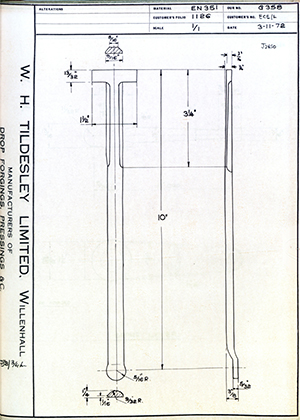 George Wright & Sons ECE/L  WH Tildesley Forging Technical Drawing