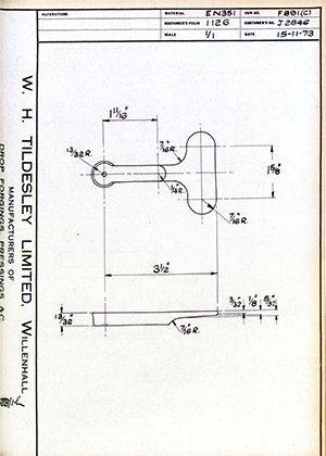 George Wright & Sons J2846  WH Tildesley Forging Technical Drawing