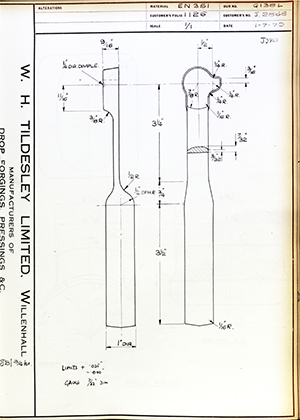 George Wright & Sons J2868  WH Tildesley Forging Technical Drawing