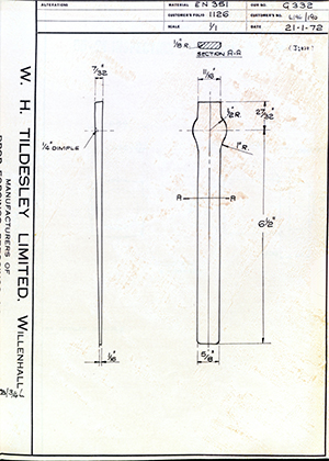 George Wright & Sons L196/190  WH Tildesley Forging Technical Drawing