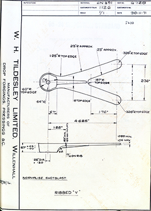 George Wright & Sons  Ribbed V WH Tildesley Forging Technical Drawing