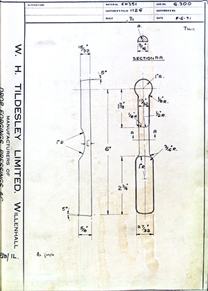 George Wright & Sons   WH Tildesley Forging Technical Drawing