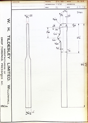 George Wright & Sons   WH Tildesley Forging Technical Drawing