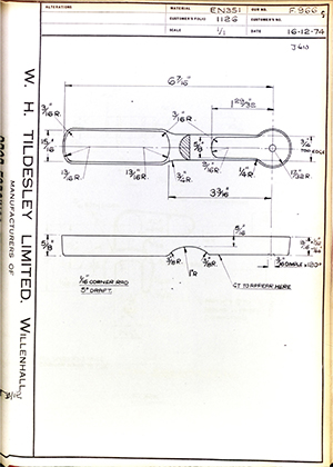 George Wright & Sons   WH Tildesley Forging Technical Drawing