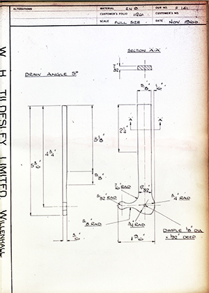 George Wright & Sons   WH Tildesley Forging Technical Drawing