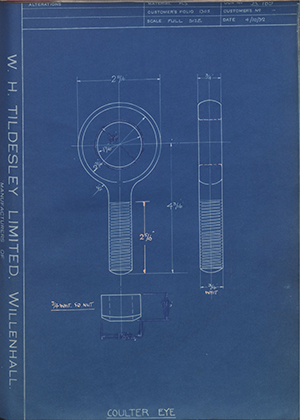 Glegg & Thomson LTD  Coulter Eye WH Tildesley Forging Technical Drawing