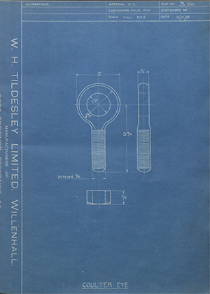 Glegg & Thomson LTD  Coulter Eye WH Tildesley Forging Technical Drawing