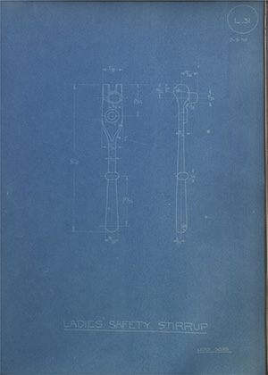 H Frost & Company Ladies Safety Stirrup WH Tildesley Forging Technical Drawing