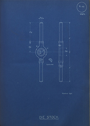 H.E Lane Die Stock WH Tildesley Forging Technical Drawing