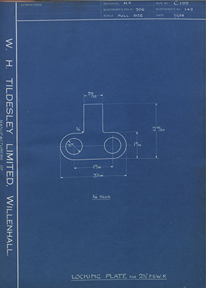 H.M Admiralty 142 Locking Plate for F.S.W.R 2 1/2