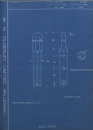 H.M Admiralty 2079 Shoe Link WH Tildesley Forging Technical Drawing