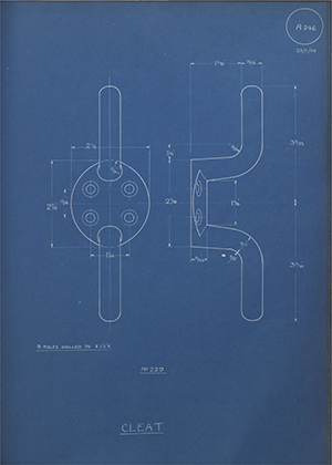 H.M Admiralty 229 Cleat WH Tildesley Forging Technical Drawing