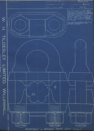 H.M Admiralty BDD4 Assembly for Bridge Rope Grip (S.F.S.W.R) WH Tildesley Forging Technical Drawing