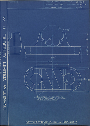 H.M Admiralty BDD4 Bottom Bridge Piece for Rope Grip (S.F.S.W.R) WH Tildesley Forging Technical Drawing