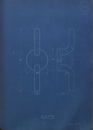 H.M Admiralty  Cleats WH Tildesley Forging Technical Drawing