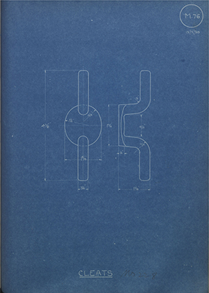 H.M Admiralty  Cleats WH Tildesley Forging Technical Drawing