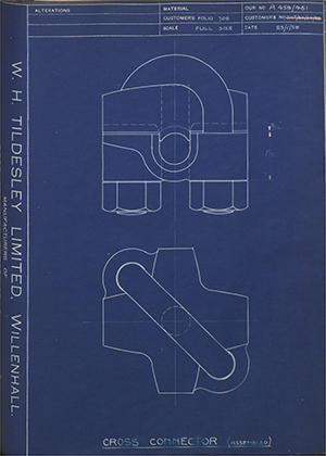 H.M Admiralty DTM/BD/24/28 Cross Connector (Assembled) WH Tildesley Forging Technical Drawing