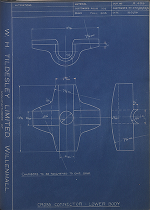 H.M Admiralty DTM/BD/24/28 Cross Connector - Lower Body WH Tildesley Forging Technical Drawing