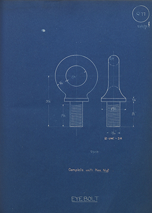 H.M Admiralty  Eyebolt WH Tildesley Forging Technical Drawing