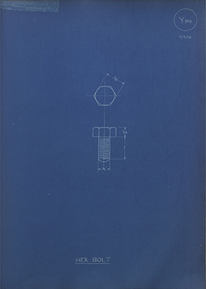 H.M Admiralty  Hex Bolt WH Tildesley Forging Technical Drawing