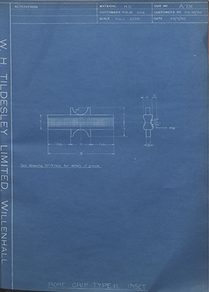 H.M Admiralty MS 70/20 Rope Grip Type H - Inset WH Tildesley Forging Technical Drawing