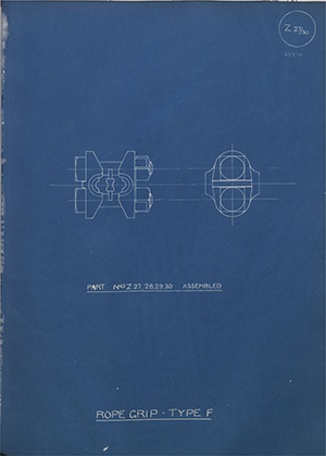 H.M Admiralty Part No Z27,28,29,30 Assembled Rope Grip - Type F WH Tildesley Forging Technical Drawing