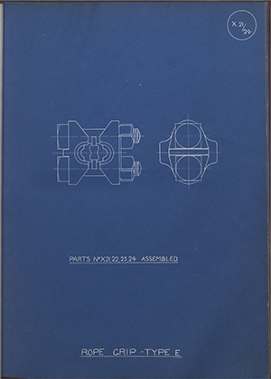 H.M Admiralty Parts No X21, 22, 23, 24 Assembled Rope Grip Type E WH Tildesley Forging Technical Drawing