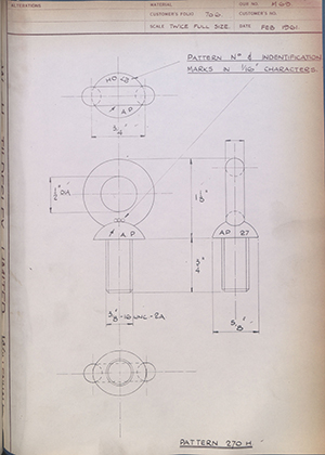 H.M Admiralty  Pattern 270H WH Tildesley Forging Technical Drawing