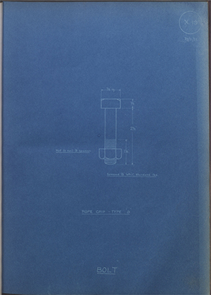 H.M Admiralty Rope Grip Type 'D' Bolt WH Tildesley Forging Technical Drawing