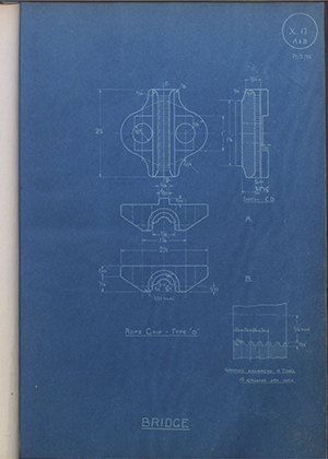 H.M Admiralty Rope Grip Type 'D' Bridge WH Tildesley Forging Technical Drawing