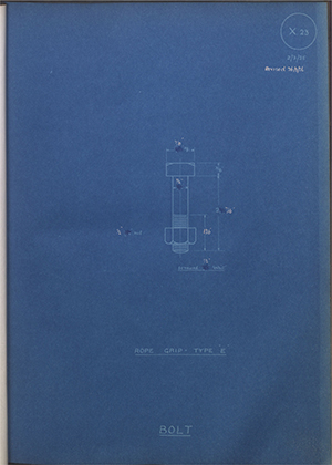 H.M Admiralty Rope Grip Type 'E' Bolt WH Tildesley Forging Technical Drawing