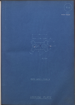 H.M Admiralty Rope Grip Type 'E' Locking Plate WH Tildesley Forging Technical Drawing