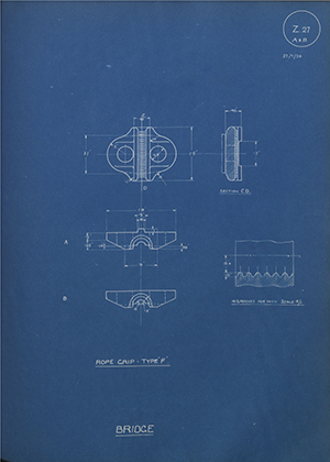 H.M Admiralty Rope Grip - Type 'F' Bridge WH Tildesley Forging Technical Drawing