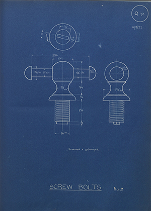 H.M Admiralty  Screw Bolts WH Tildesley Forging Technical Drawing