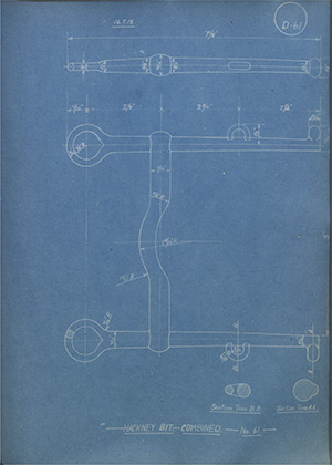 Hackney Bit - Combined - No61 WH Tildesley Forging Technical Drawing