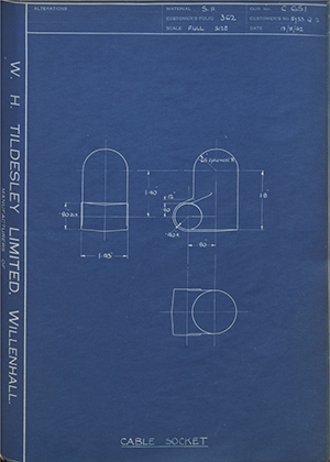 Handley Page LTD 5733Q2 Cable Socket WH Tildesley Forging Technical Drawing