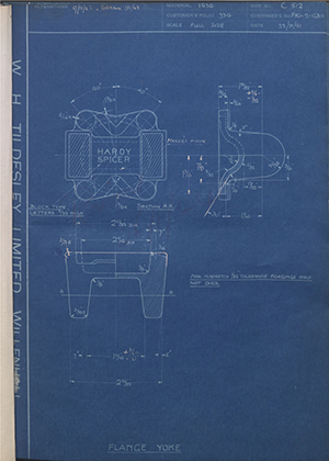 Hardy Spicer FK1-2-GB11 Flange Yoke WH Tildesley Forging Technical Drawing