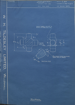 Hardy Spicer FK1-5-GB53 Journal WH Tildesley Forging Technical Drawing