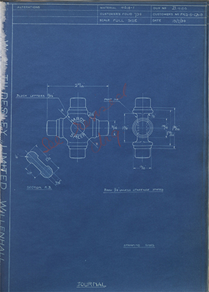 Hardy Spicer FK2-5-GB13 Journal WH Tildesley Forging Technical Drawing