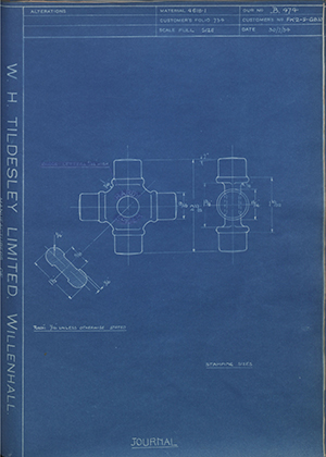 Hardy Spicer FK2-5-GB33 Journal WH Tildesley Forging Technical Drawing