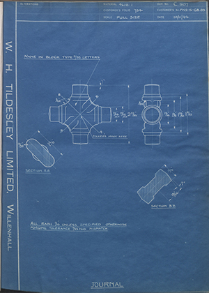 Hardy Spicer FK2-5-GB83 Journal WH Tildesley Forging Technical Drawing