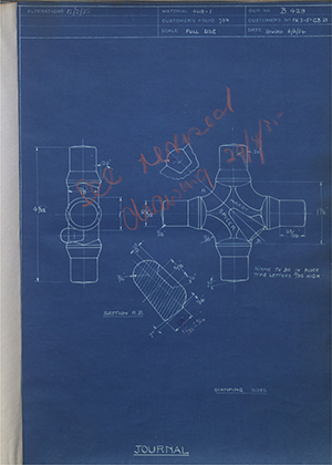 Hardy Spicer FK3-5-GB23 Journal WH Tildesley Forging Technical Drawing