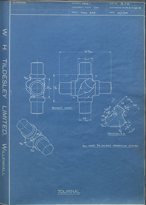 Hardy Spicer FK3-5-GB43 Journal WH Tildesley Forging Technical Drawing