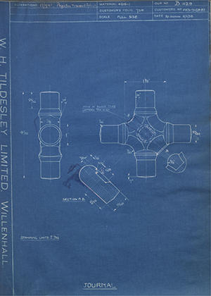 Hardy Spicer FK3-5-GB83 Journal WH Tildesley Forging Technical Drawing