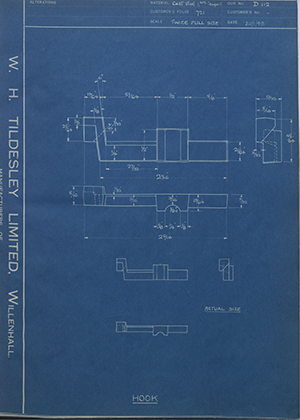 Harrap, Wilkinson LTD  Hook WH Tildesley Forging Technical Drawing