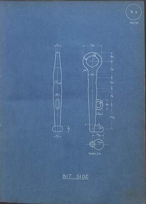 Harris H. B Bit Side WH Tildesley Forging Technical Drawing