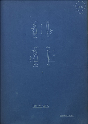 Harris H. B Thumbits WH Tildesley Forging Technical Drawing