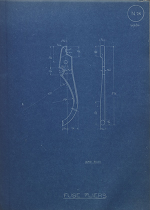 Hayward & Towell Fuse Pliers WH Tildesley Forging Technical Drawing