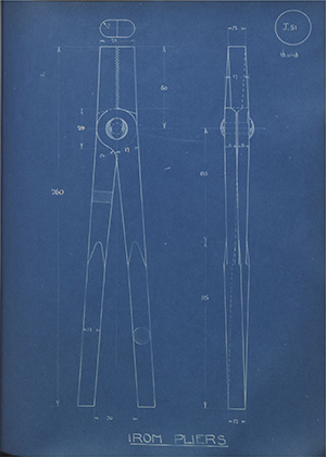 Hayward & Towell Iron Pliers WH Tildesley Forging Technical Drawing